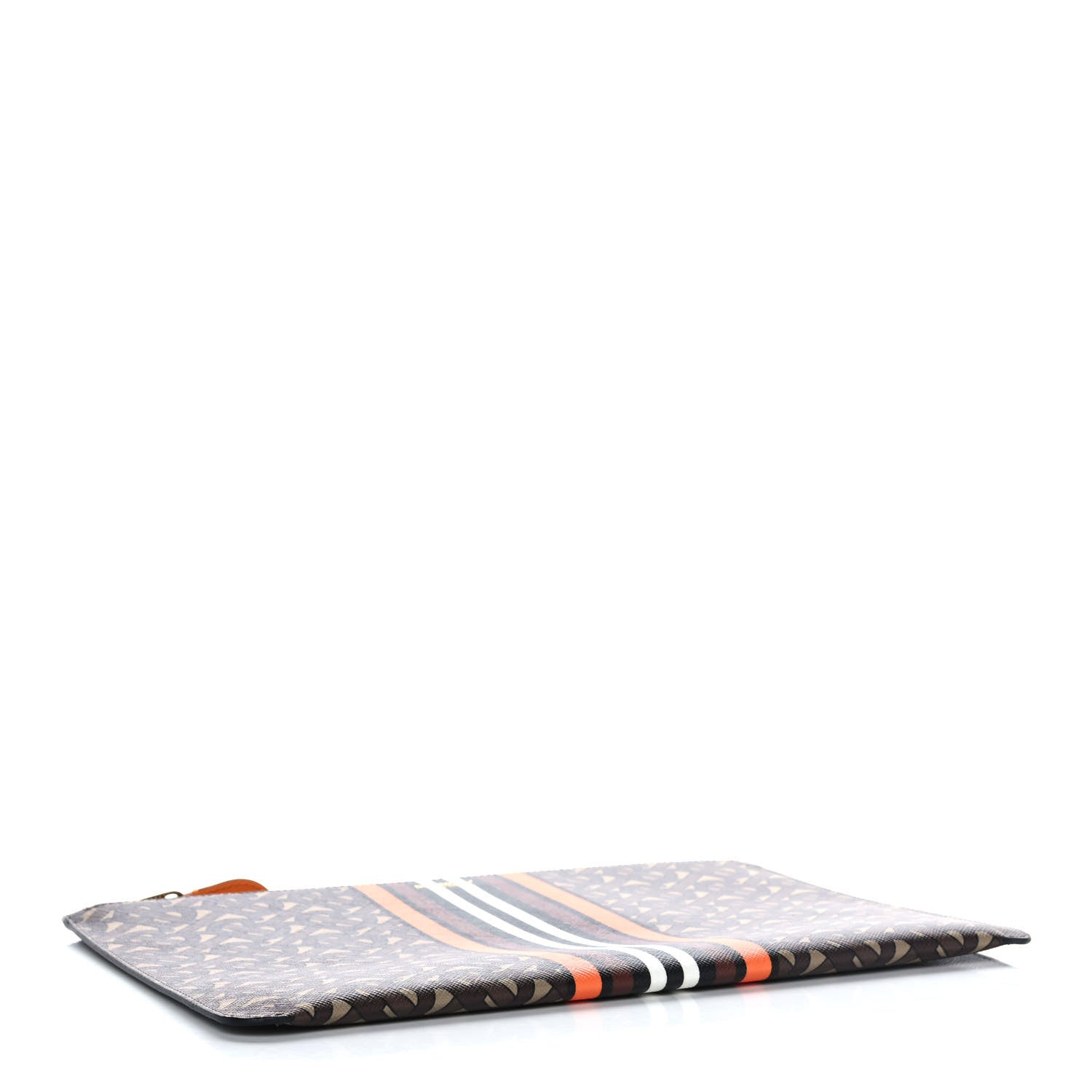 Burberry E-Canvas Monogram Stripe Zip Pouch Brown Orange 4 of 9