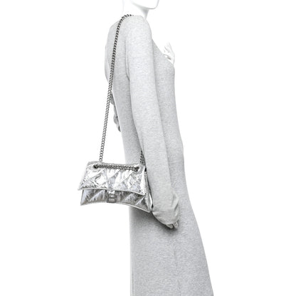 Balenciaga Crushed Calfskin Quilted Small Crush Chain Bag Silver 2 of 11