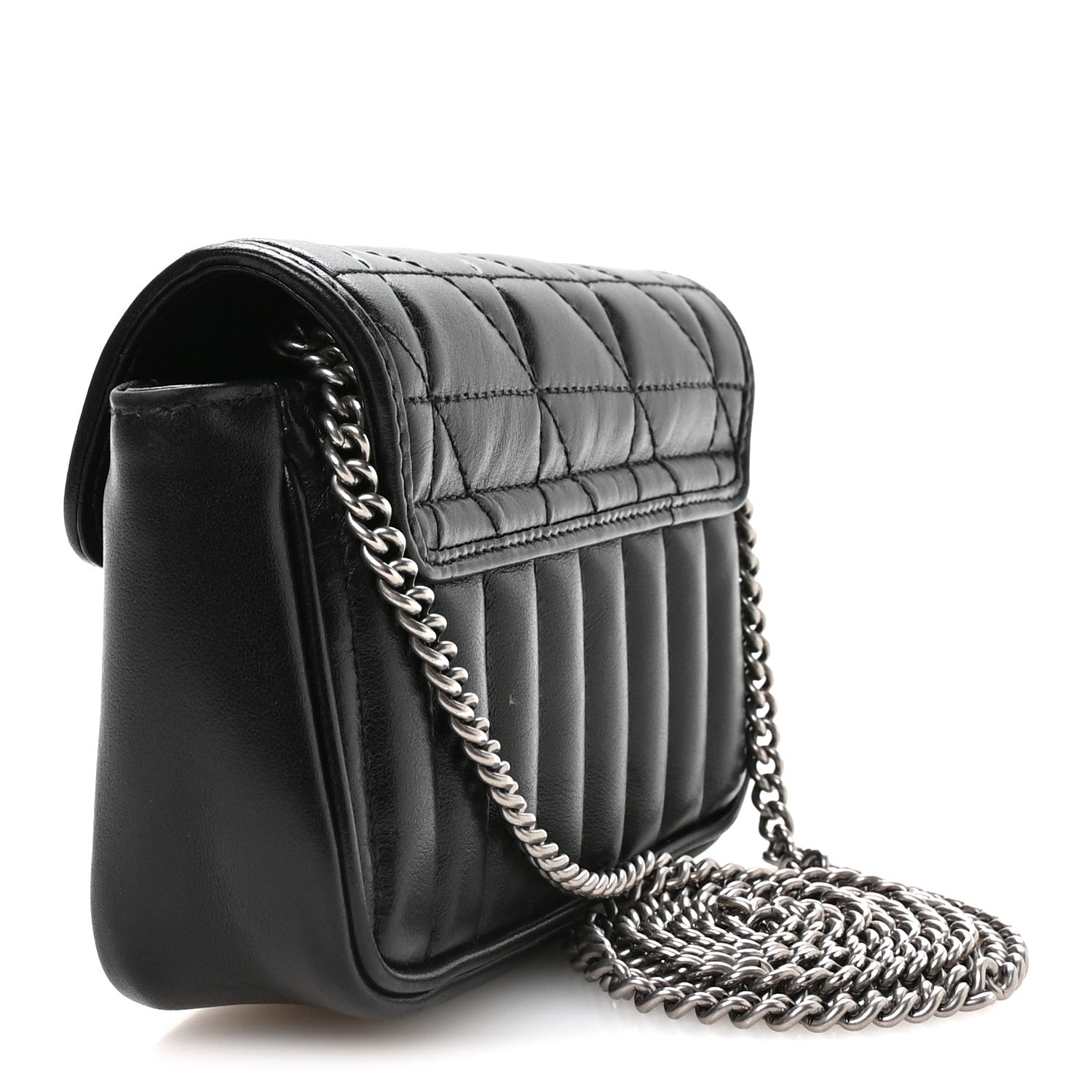 Gucci Calfskin Matelasse Aria Super Mini GG Marmont Shoulder Bag Black 2 of 10