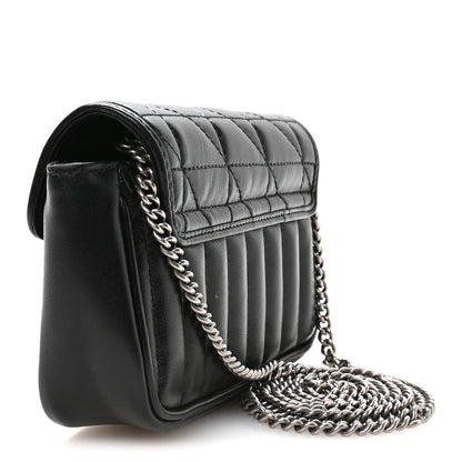 Gucci Calfskin Matelasse Aria Super Mini GG Marmont Shoulder Bag Black 2 of 10