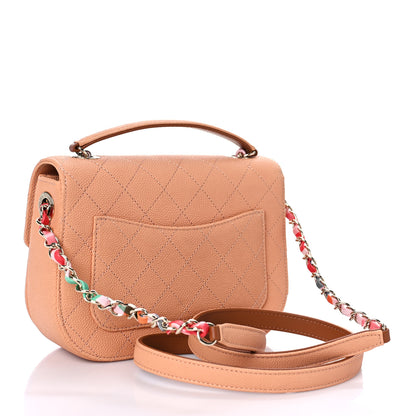 Chanel Grained Calfskin Quilted Small Cuba Top Handle Flap Coral 3 of 10