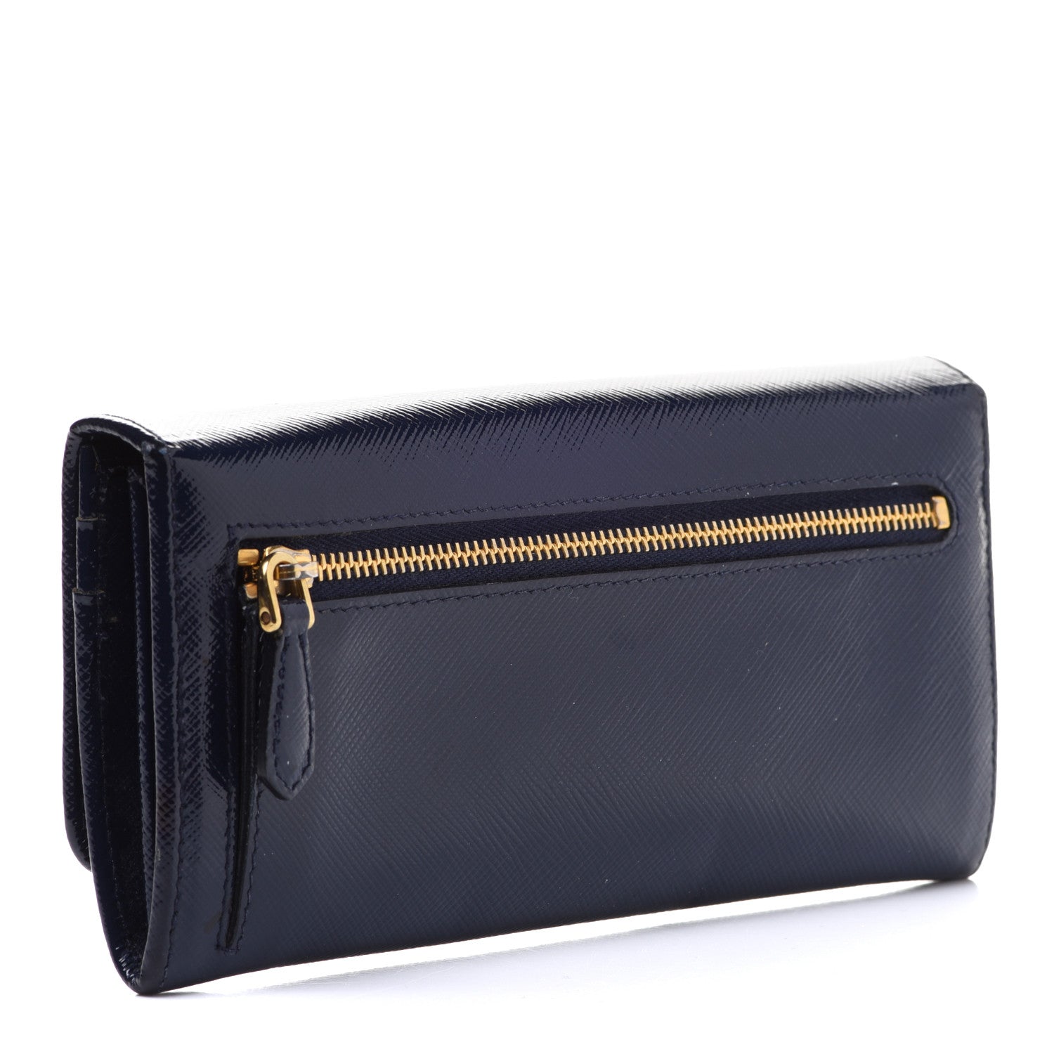 Prada Saffiano Vernice Bow Continental Wallet Baltico 3 of 15