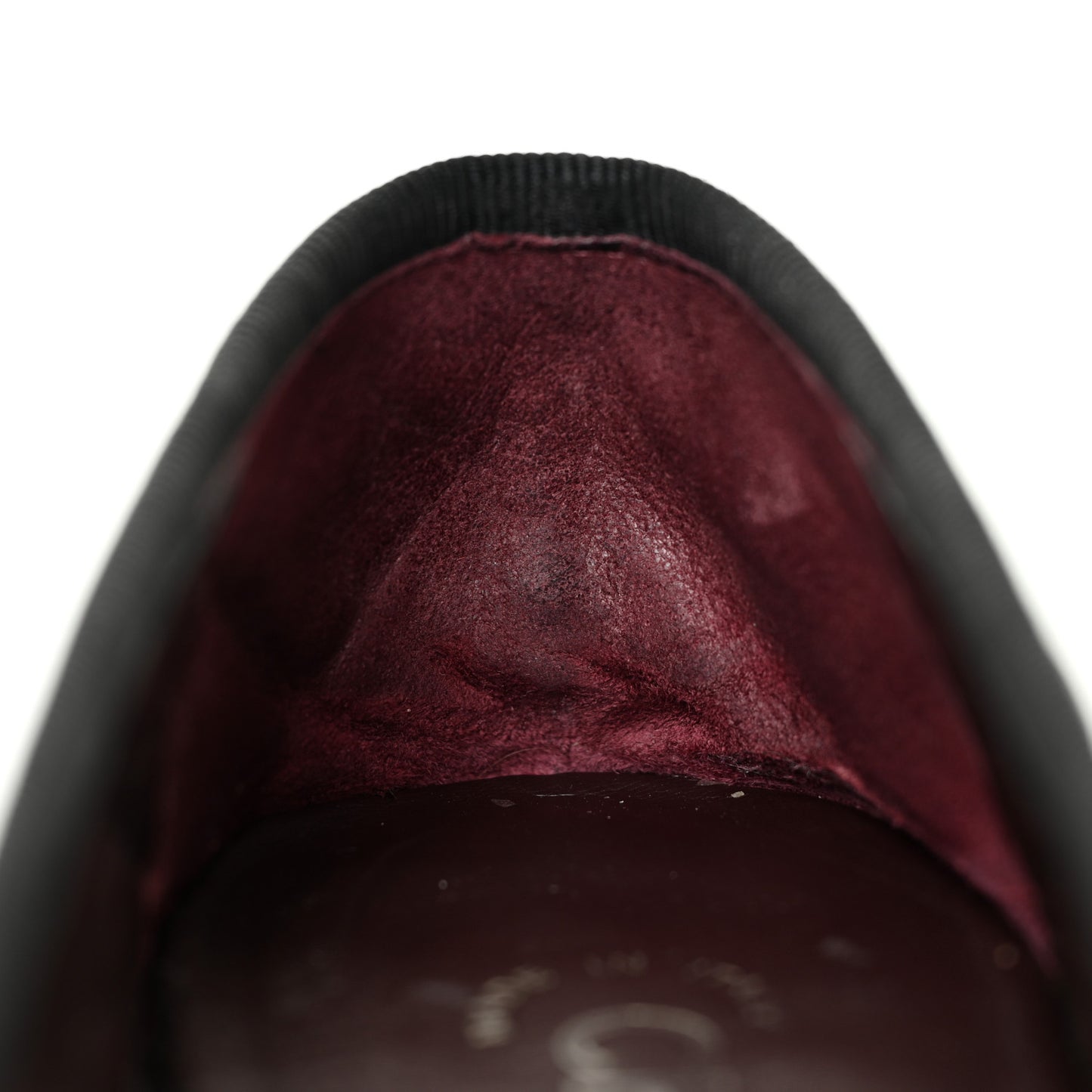 Aged Calfskin Quilted Cap Toe Ballerina Flats 35.5 Black