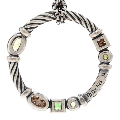 David Yurman Sterling Silver Diamond Prasiolite Peridot Green Tourmaline Confetti Pendant Necklace 4 of 4