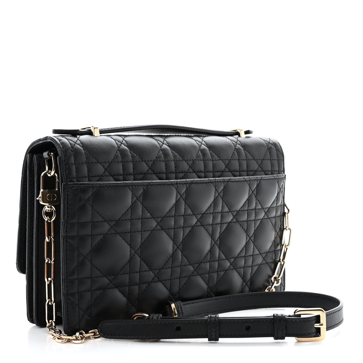 Lambskin Cannage Miss Dior Chain Pouch Black