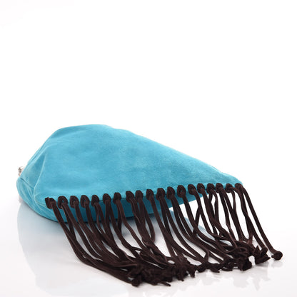 Valentino Garavani Suede Fringe Crystal Snake Ring Evening Bag Turquoise 4 of 11