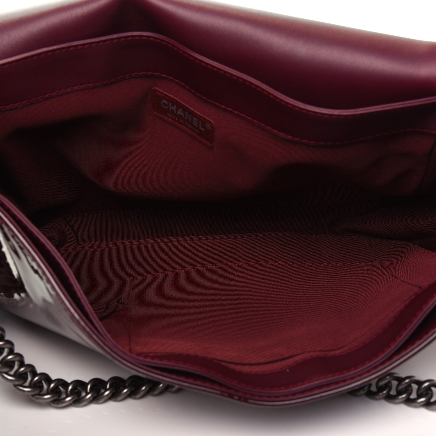 Chanel Patent Large Boy Reverso Flap Burgundy 6 of 13