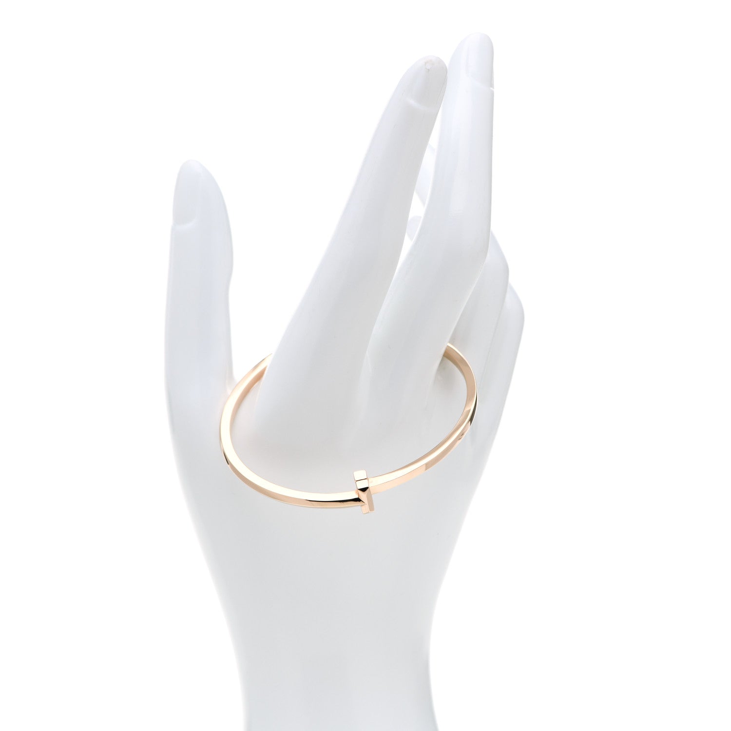 Tiffany 18K Rose Gold Narrow T T1 Hinged Bangle Bracelet 2 of 4