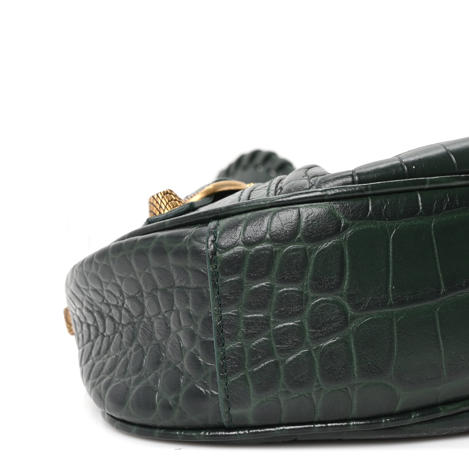Balenciaga Extra Supple Calfskin Crocodile Embossed Le Cagole Shoulder Bag XS Forest Green 10 of 11