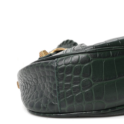 Balenciaga Extra Supple Calfskin Crocodile Embossed Le Cagole Shoulder Bag XS Forest Green 10 of 11