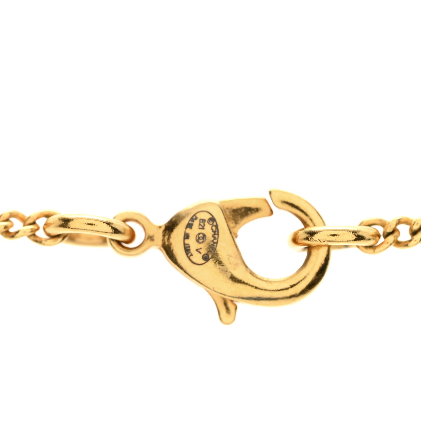 Metal CC Paris Button Necklace Gold