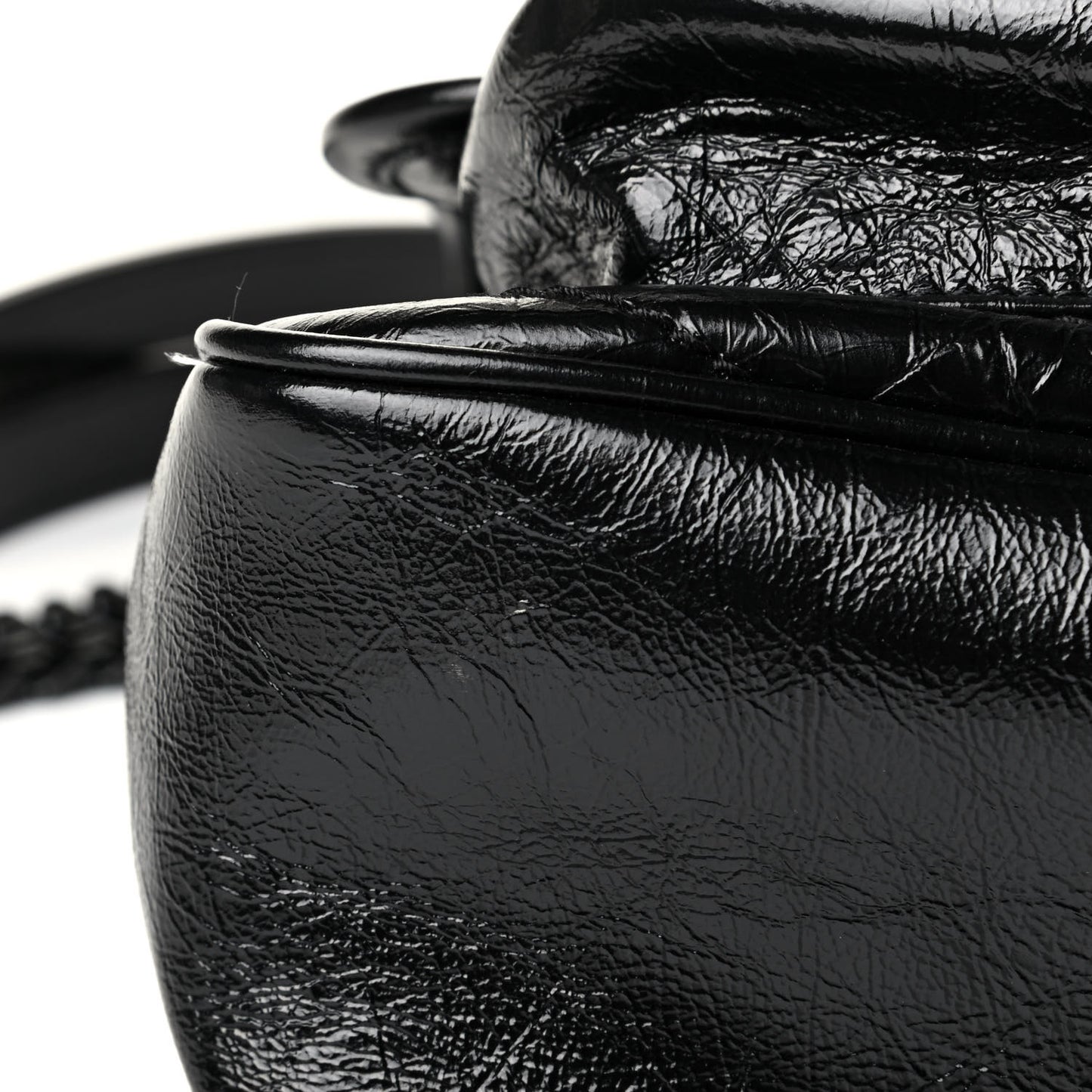 Crinkled Calfskin Matelasse Monogram Medium Niki Chain Satchel Black