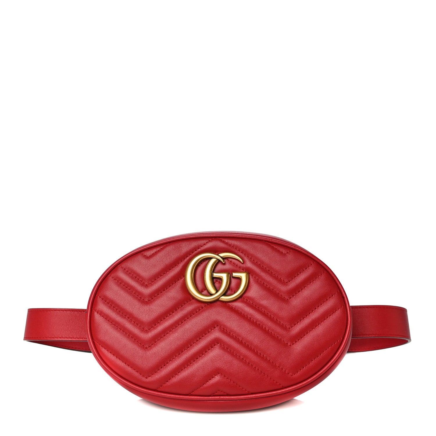 Gucci Calfskin Matelasse GG Marmont Belt Bag 85 34 Hibiscus Red 1 of 14