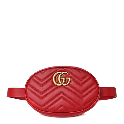Gucci Calfskin Matelasse GG Marmont Belt Bag 85 34 Hibiscus Red 1 of 14