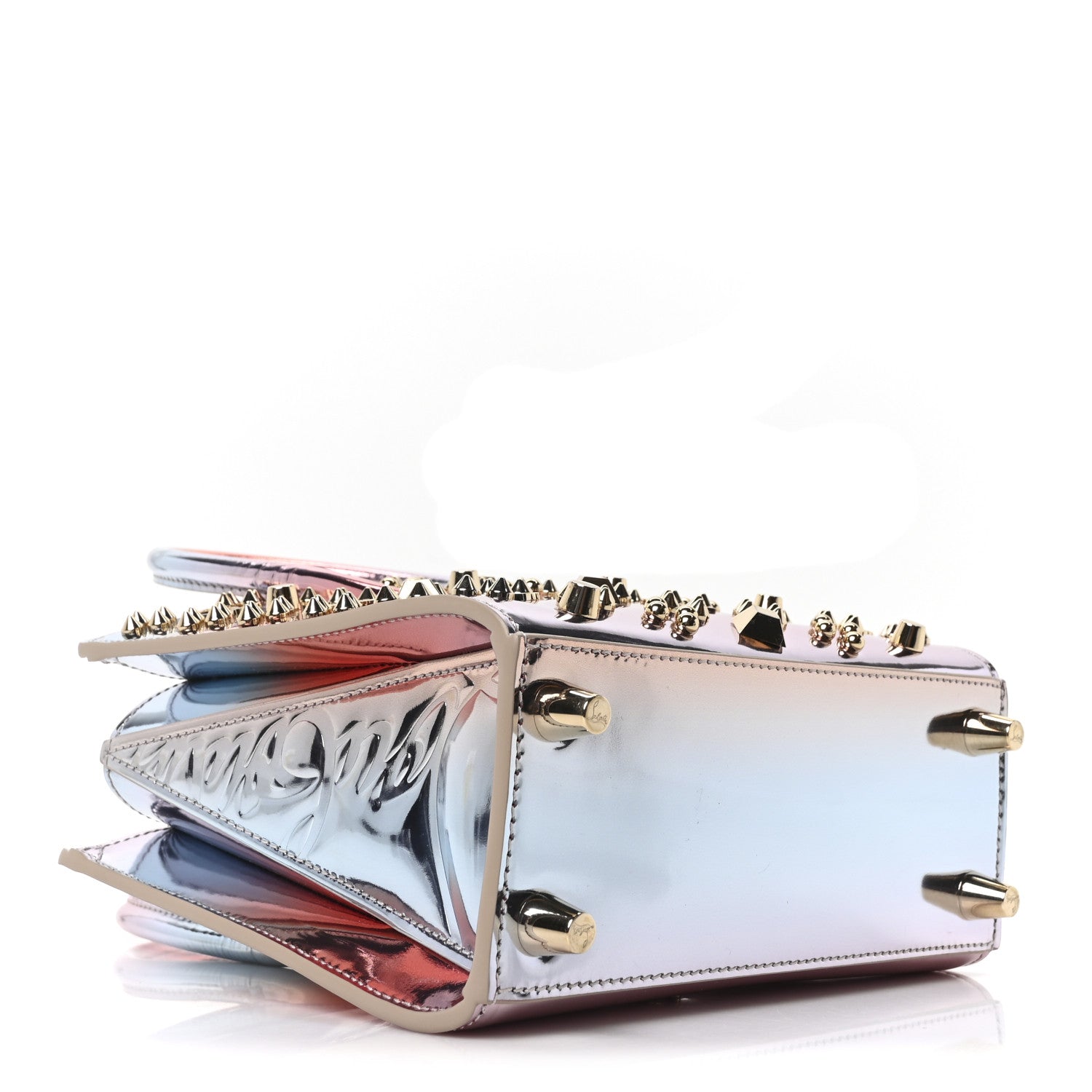 Christian Louboutin Mirror Degrade Spikes Loubinthesky Mini Paloma Leche Gold 4 of 10