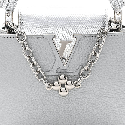 Louis Vuitton Taurillon Lizard Flower Chain Capucines Mini Silver 7 of 9