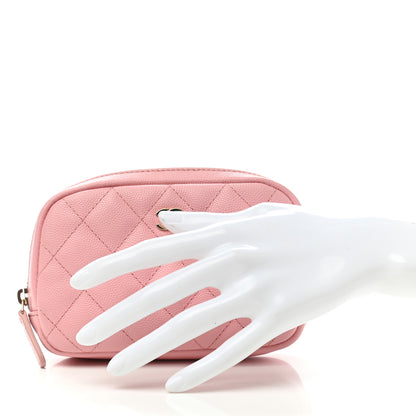 Chanel Caviar Quilted Small Curvy Pouch Cosmetic Case Light Pink 2 of 8