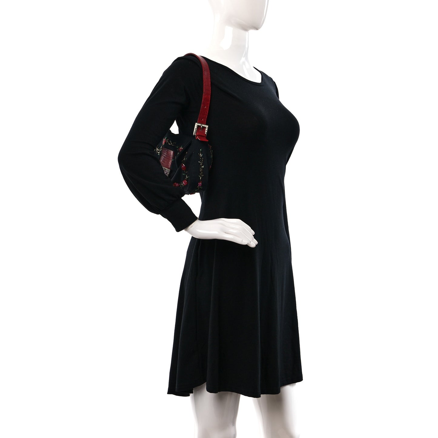 Satin Lizard Beaded Baguette Black