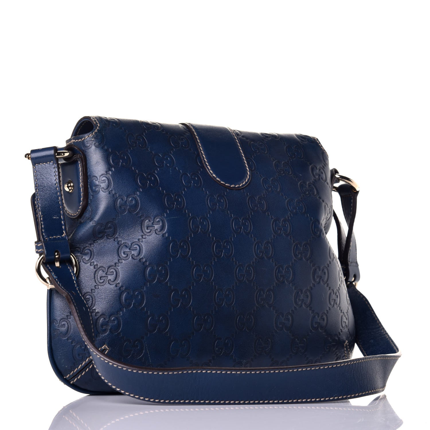 Gucci Guccissima Wave Flap Bag Blue 3 of 10