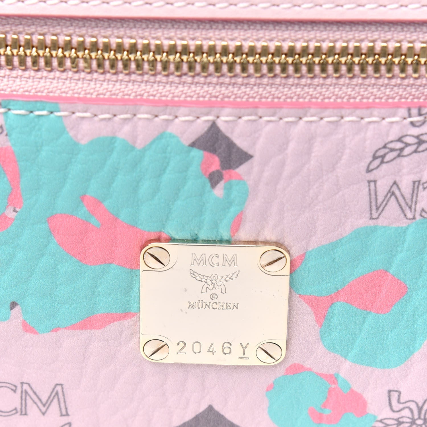 MCM Visetos Floral Leopard Vanity Case Pink 9 of 10