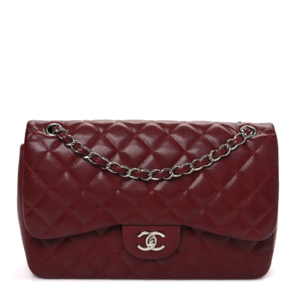 Chanel Caviar Quilted Jumbo Double Flap Dark Red 1 of 12