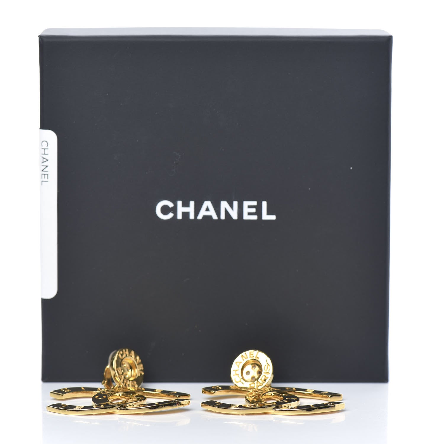 Chanel Metal Large Paris Button Clip On Earrings Gold 6 of 6