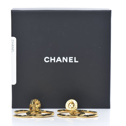 Chanel Metal Large Paris Button Clip On Earrings Gold 6 of 6