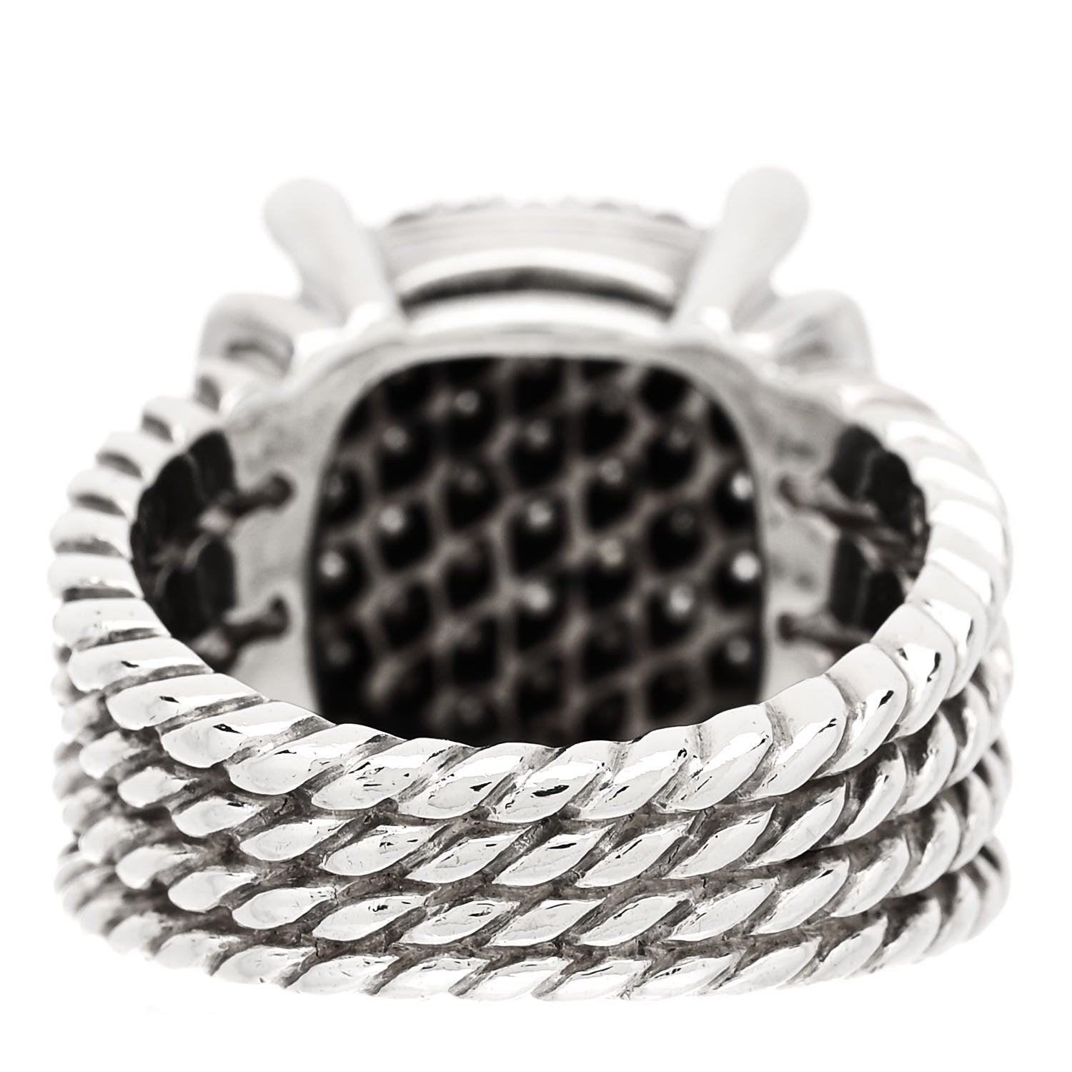 David Yurman Sterling Silver Diamond 16mm Wheaton Ring 53 6.5 4 of 6