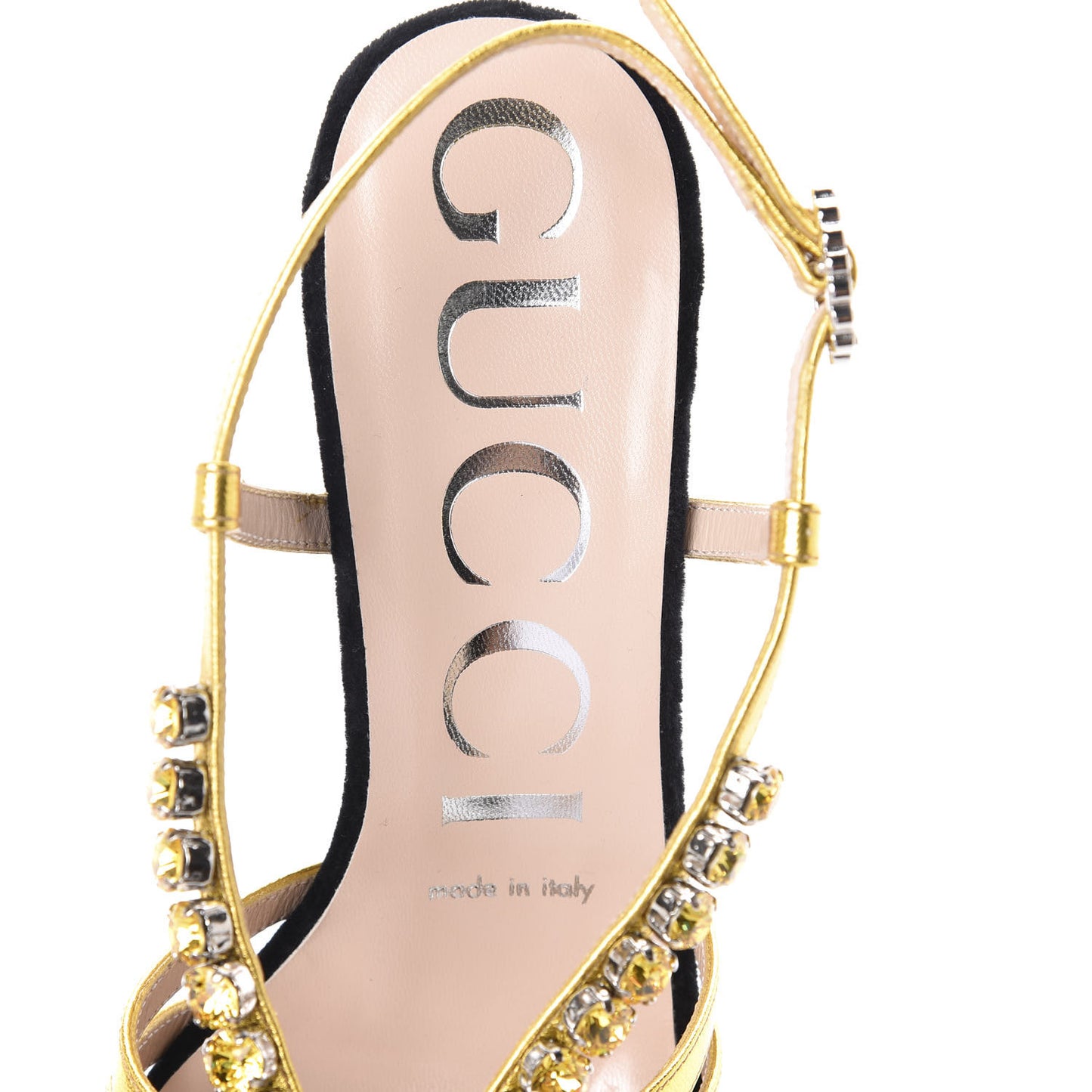 Velvet Crystal Platform Sandals 36 Black Gold