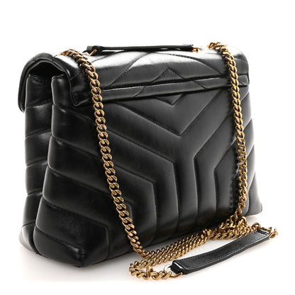 Saint Laurent Calfskin Y Quilted Monogram Small Loulou Chain Satchel Black 3 of 9