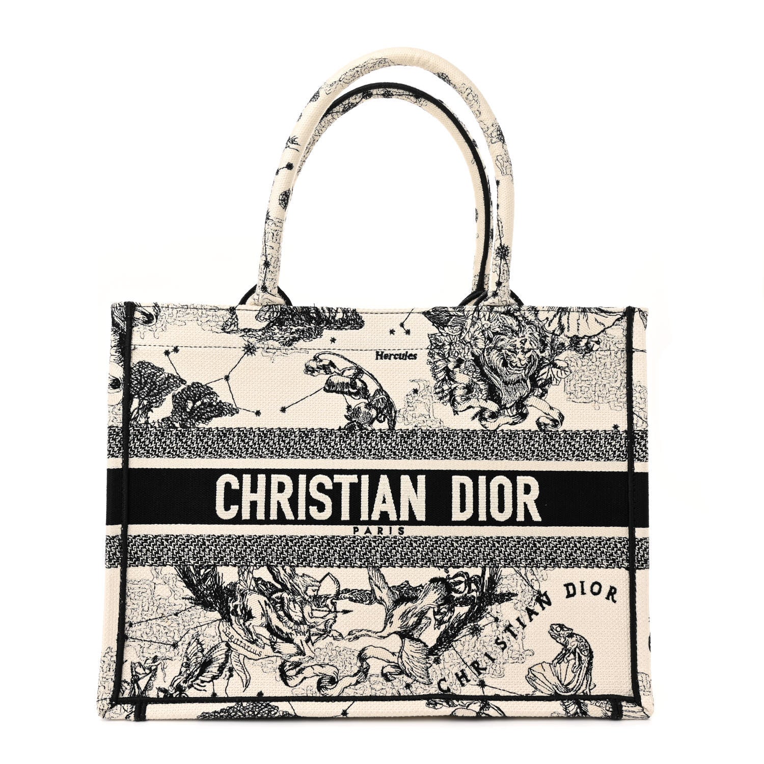 Christian Dior Canvas Zodiac Toile De Jouy Embroidered Medium Book Tote Latte 1 of 13