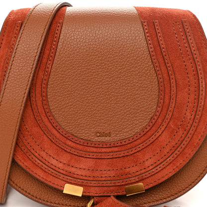 Chloe Suede Grained Calfskin Small Marcie Saddle Bag Tan 9 of 11