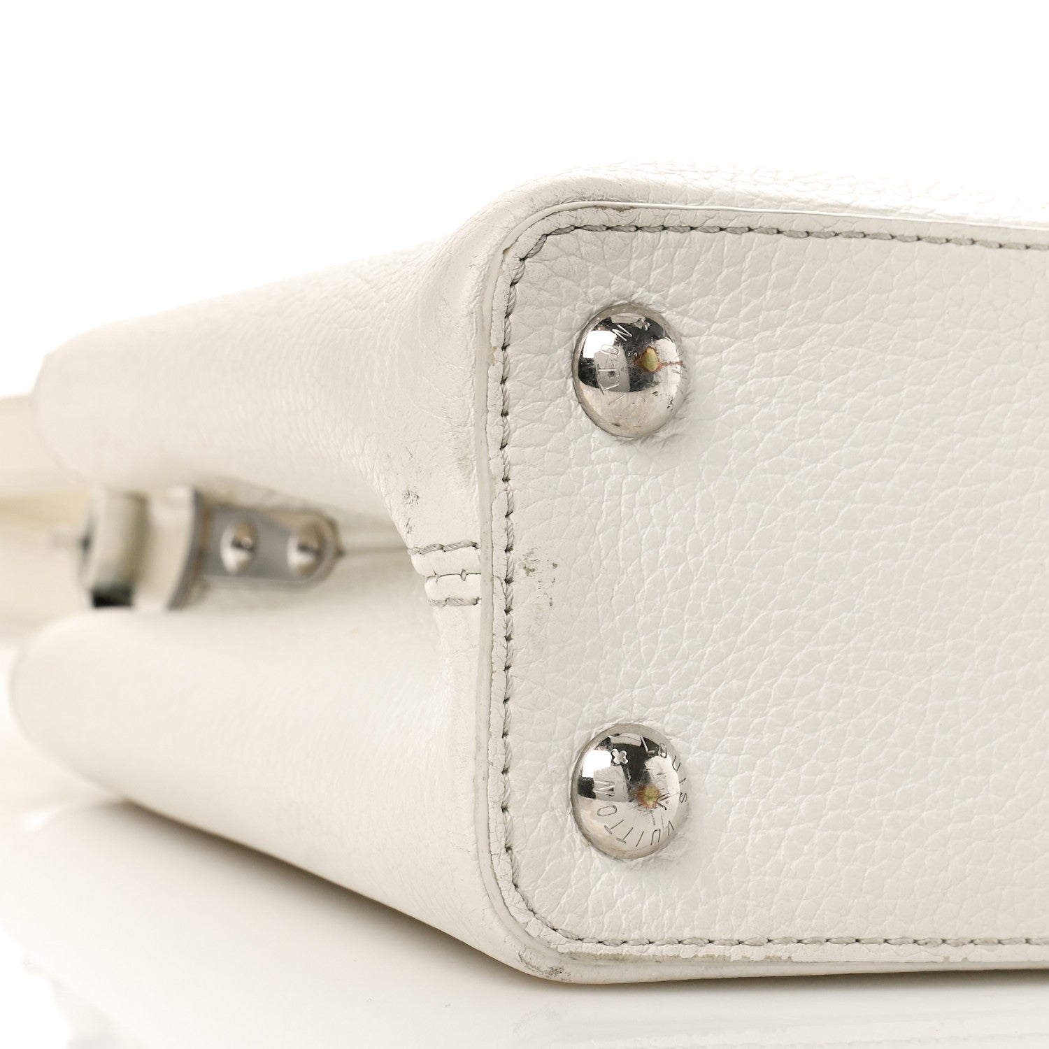 Louis Vuitton Taurillon Snakeskin Studded Capucines BB White 7 of 15