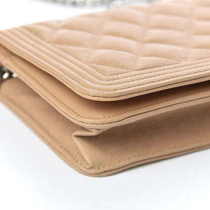 Chanel Caviar Quilted Boy Wallet On Chain WOC Beige 9 of 11