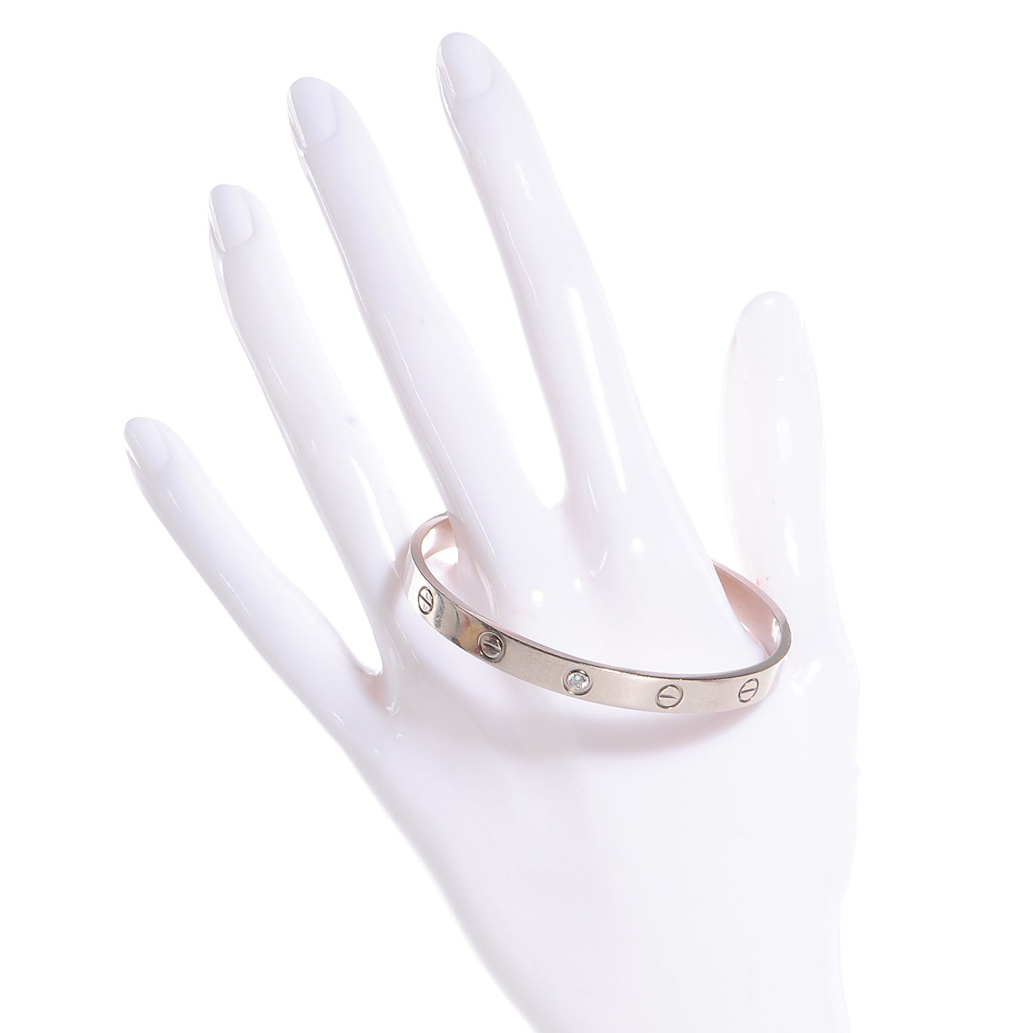 Cartier 18K White Gold 1 Diamond LOVE Cuff Bracelet 18 2 of 5