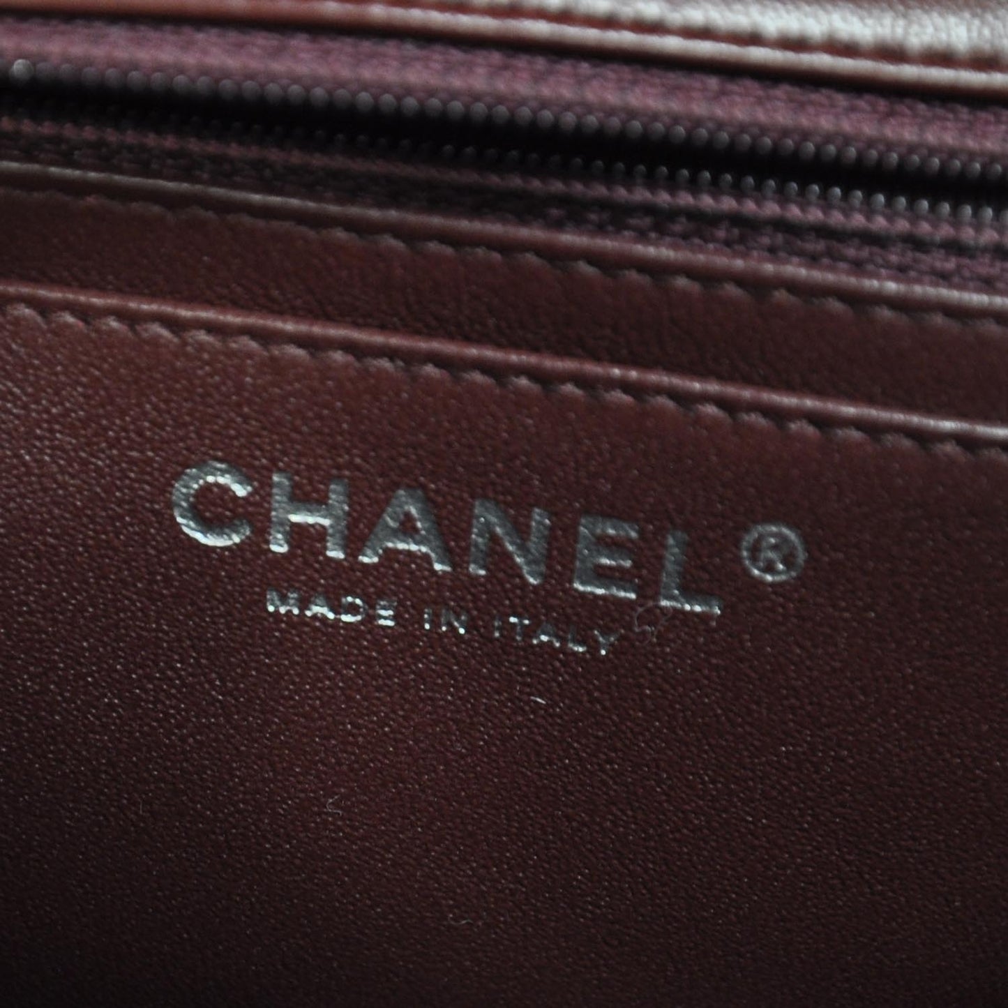 Patent Quilted Mini Flap Bordeaux