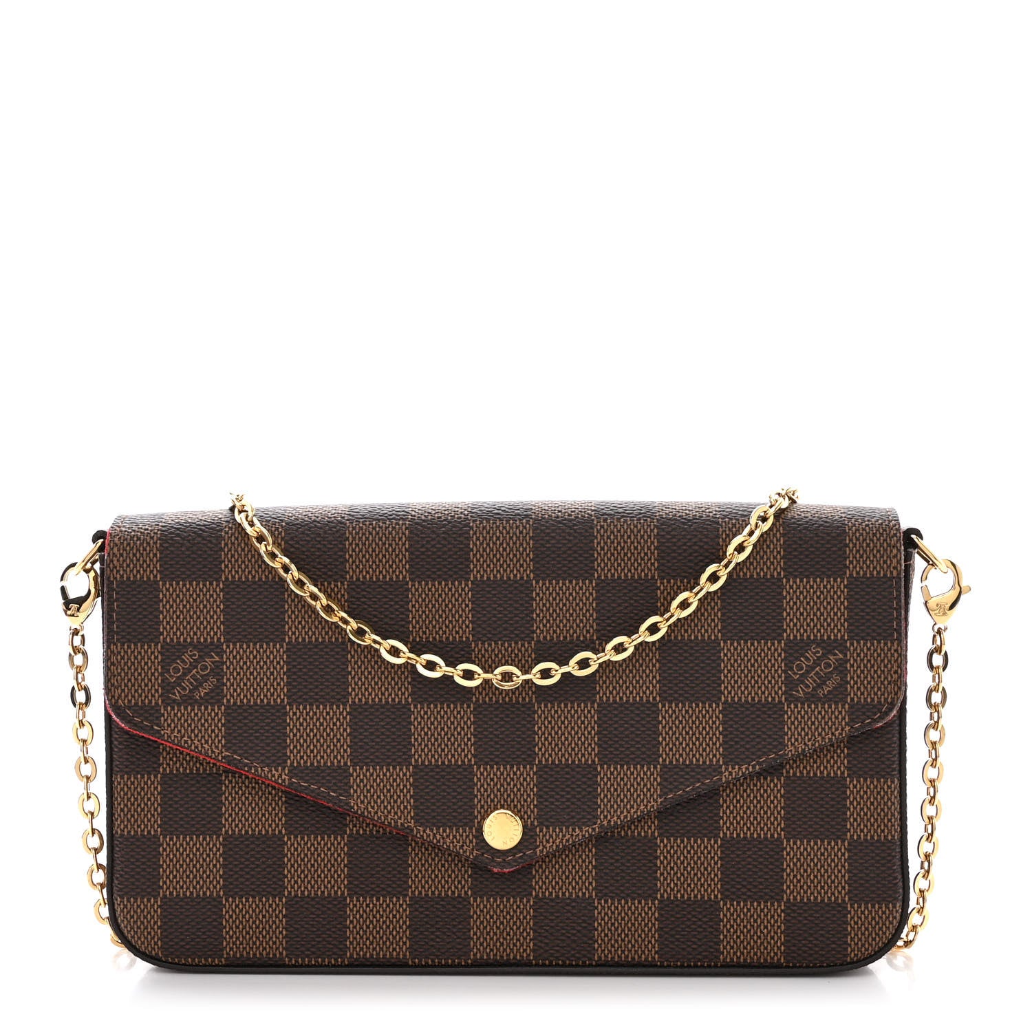 Louis Vuitton Damier Ebene Pochette Felicie Chain Wallet 3 of 14