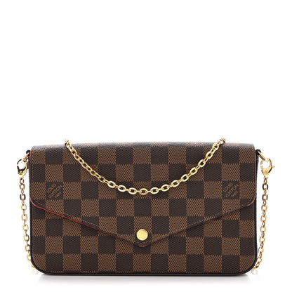 Louis Vuitton Damier Ebene Pochette Felicie Chain Wallet 3 of 14