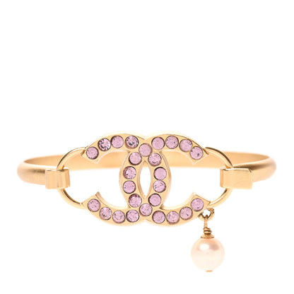 Chanel Pearl Crystal CC Bangle Gold Pink 3 of 5
