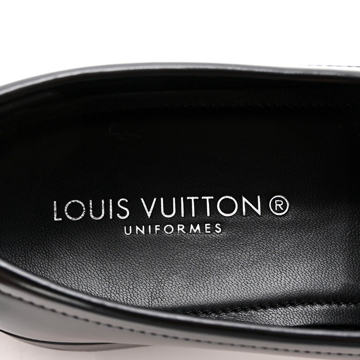 Glazed Calfskin Chess Flat Loafer 38.5 Black