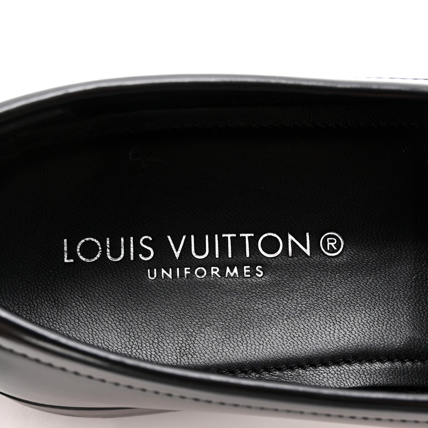 Louis Vuitton Glazed Calfskin Chess Flat Loafer 38.5 Black 8 of 9