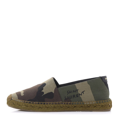 Saint Laurent Canvas Camouflage Espadrilles 37.5 Kaki Black 1 of 9