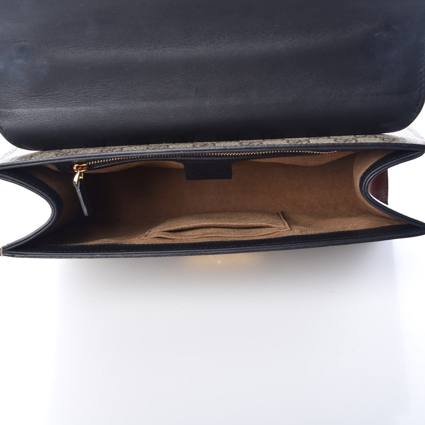 GG Supreme Monogram Calfskin Medium Padlock Shoulder Bag Beige Black Cuir
