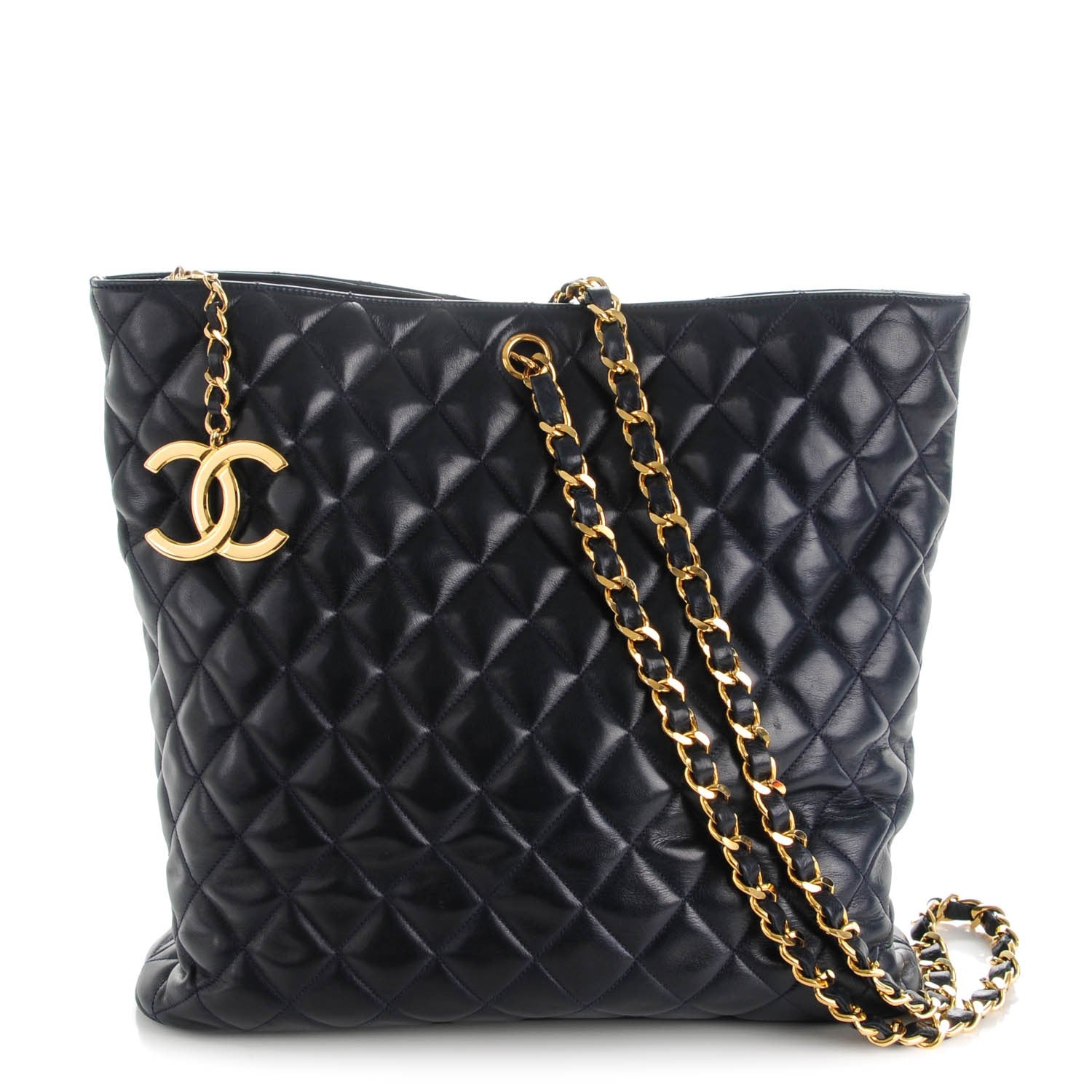 Chanel Lambskin Quilted Shoulder Bag Navy Blue 1 of 8