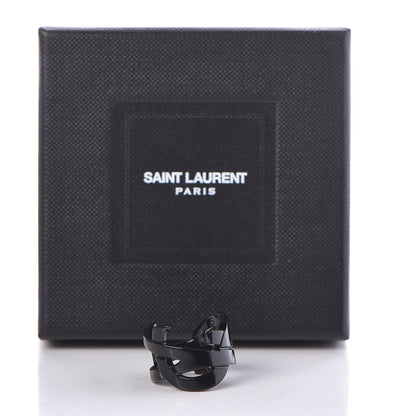 Saint Laurent Brass Monogram Cassandre Ring 5 Black 5 of 5