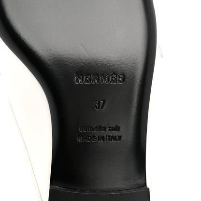 Hermes Calfskin Womens Groupie Mules 37 White 8 of 9