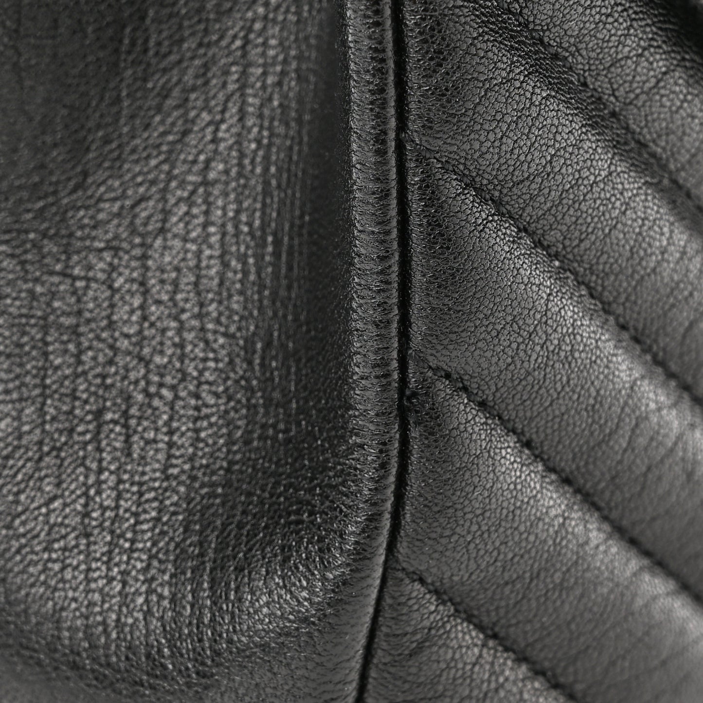 Sheepskin Matelasse Chevron Monogram Medium College Bag Black