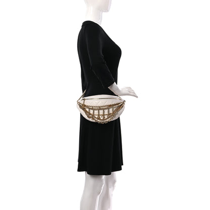 Chanel Lambskin Quilted All About Chains Waist Belt Bag White 2 of 9