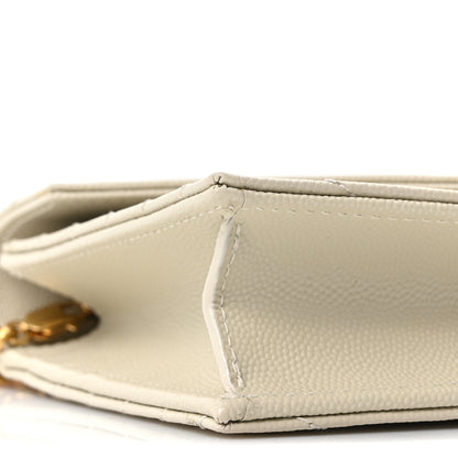 Saint Laurent Grain De Poudre Matelasse Chevron Monogram Envelope Chain Wallet Crema Soft 9 of 10