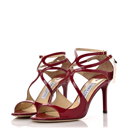 Jimmy Choo Patent Calfskin Lance Sandals 36.5 Raspberry 3 of 9